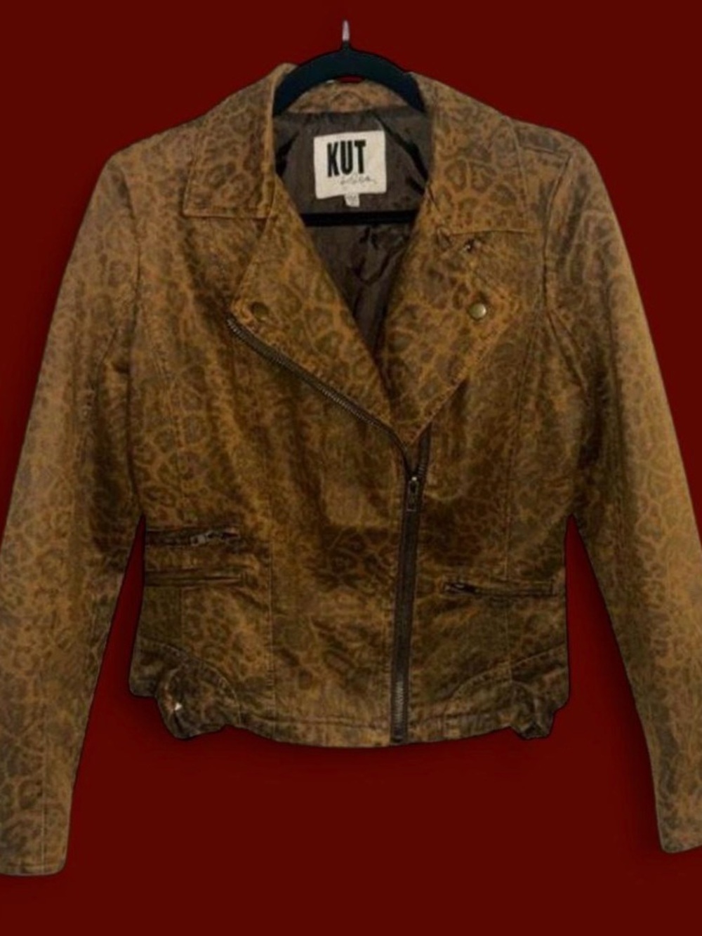 Kut from the Kloth Leopard-Print Brown Moto Jacket